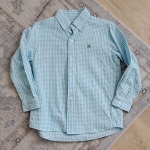 J. Bailey Boys Roscoe Button Down Shirt light blue check Gingham Top Sz6